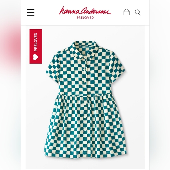 Hannah Anderson Girls Checkerboard Button Front Shirt Dress Sz8 - Picture 1 of 4